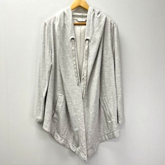 Athleta Vista Wrap Open Front Hoodie Sweatshirt Size XS Heathered Grey EUC $89 - Picture 4 of 10